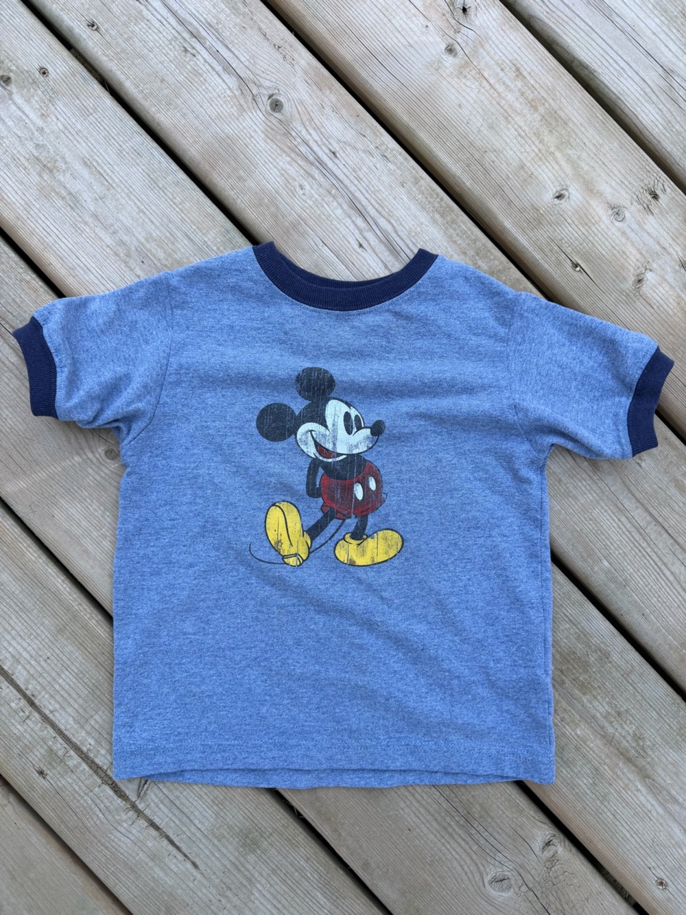Disney Parks Mickey Mouse Kids Ringer Tee Heather Blue - Size XXS (2T/3T)